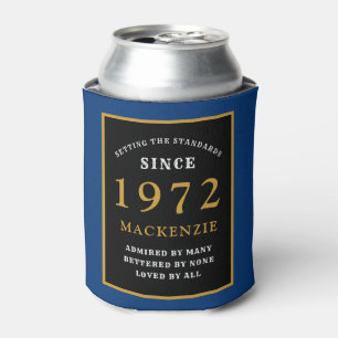 Enfriador De Latas 50.º cumpleaños 1972 Nombre Elegante Oro Negro Azu