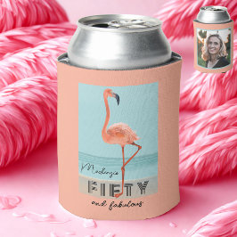 Enfriador De Latas 50.º cumpleaños Cincuenta Fabulosos Flamingo Rosa