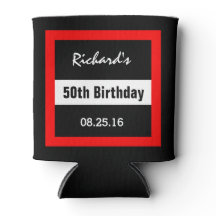 50.º cumpleaños negro con marco rojo geométrico Z5