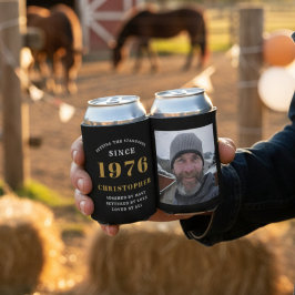 Enfriador De Latas 50.º cumpleaños Oro Negro con foto