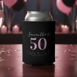 Enfriador De Latas 50.º cumpleaños Rosa Negro personalizado