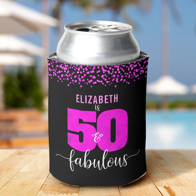 Enfriador De Latas 50.º fabuloso cumpleaños pintas rosadas calientes  (Subido por el creador)