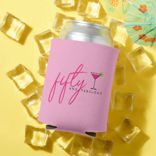 Enfriador De Latas 50 años y fabuloso cumpleaños rosado femenino