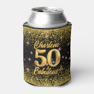 Enfriador De Latas 50 Fabulosas estrellas rosadas Purpurinas de oro 5