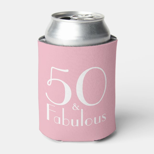 Enfriador De Latas 50 Fabuloso Favor De Nacimiento Rosa (Lata Anverso)