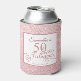 Enfriador De Latas 50 Fabuloso Rosa Purpurina Elegante 50 cumpleaños