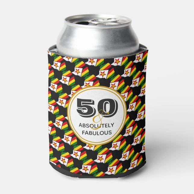 Enfriador De Latas 50 Fabuloso ZIMBABWE Scripture Monograma Negro (Lata Anverso)