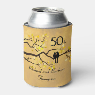 Enfriador De Latas 50.o Lovebirds del aniversario personalizados