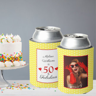 Enfriador De Latas 50 y fabulosa foto de cumpleaños 50 Fiesta amarill