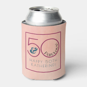 Enfriador De Latas 50 y fabulosa tipografía rosa Fiesta de cumpleañ