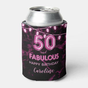 Enfriador De Latas 50 y fabulosas luces de globo rosado y negro de cu
