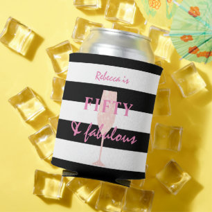 Enfriador De Latas 50 y fabuloso brillo rosa en blanco y negro 