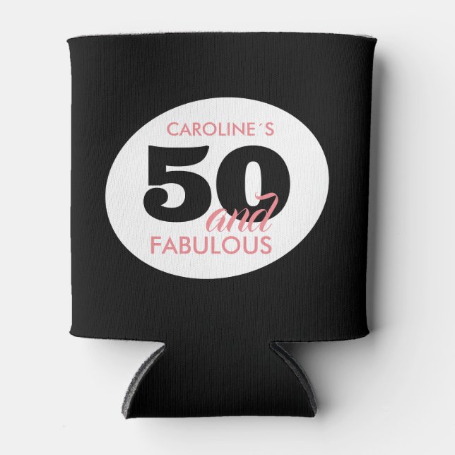 Enfriador De Latas 50 y fabuloso cumpleaños 50 personalizado (Anverso)
