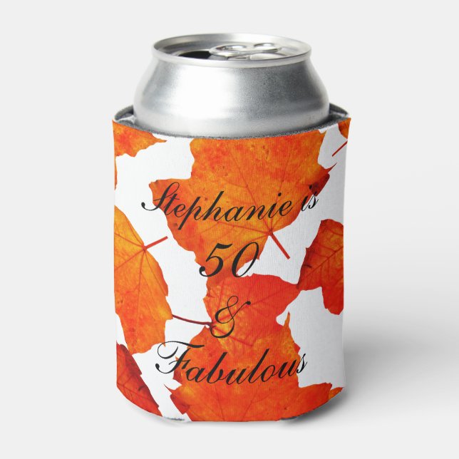 Enfriador De Latas 50 Y Fabuloso Cumpleaños otoño deja Naranja (Lata Anverso)