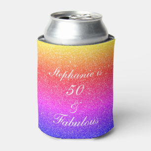 Enfriador De Latas 50 Y Fabuloso Cumpleaños Purpurina Púrpura Rosa Bl