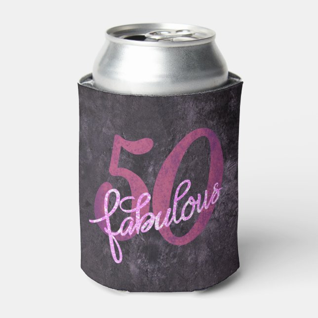 Enfriador De Latas 50 y fabuloso | Fiesta de tonos rosa y morado (Lata Anverso)