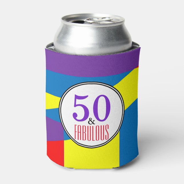 Enfriador De Latas 50 Y Fabuloso Patrón De Rayas (Lata Anverso)