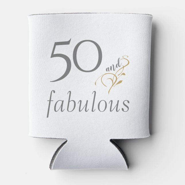 Enfriador De Latas 50 y fabuloso Personalizado Gris y Oro 50 cumpleañ (Anverso)