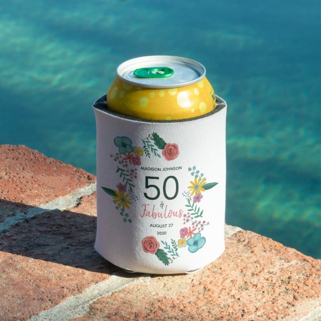Enfriador De Latas 50 y fabuloso verde elegante acuarela floral wi (Piscina in situ)