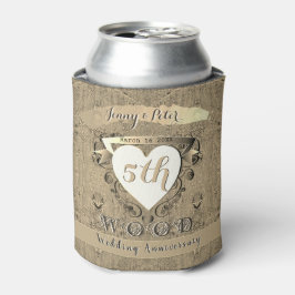 Enfriador De Latas 5.º Vaso refrigerador del Aniversario Boda "Madera