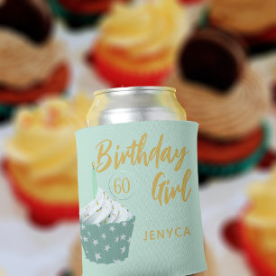 Enfriador De Latas 60.ª Chica de cumpleaños Cute Cupcake Refrigerador