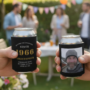 Enfriador De Latas 60.º cumpleaños Oro Negro con foto