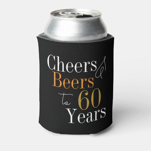 Enfriador De Latas 60.º cumpleaños Saludos Cerveza Black Gold Party F (Reverso de la lata)