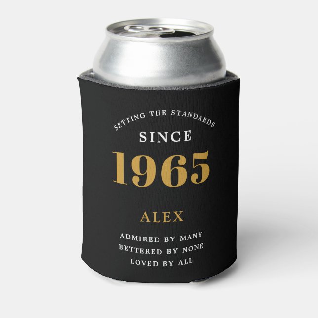 Enfriador De Latas 60.º Nacimiento 1965 Moda elegante de oro negro (Reverso de la lata)