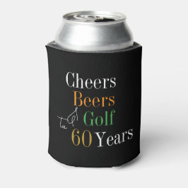 Enfriador De Latas 60 Años de Golf Saludos Cerveza Fiesta Oro Negro