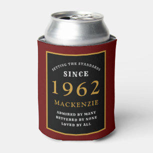 Enfriador De Latas 60 cumpleaños 1962 Nombre elegante Oro negro rojo