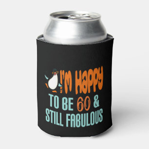 Enfriador De Latas 60.o pingüino todavía fabuloso del cumpleaños