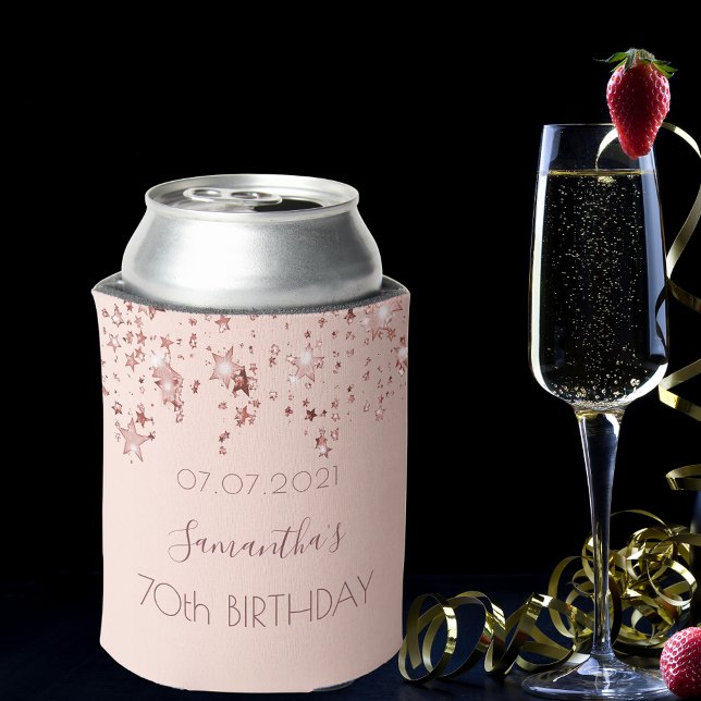 Enfriador De Latas 70.ª fiesta de cumpleaños rosa estrellas brillante (Subido por el creador)