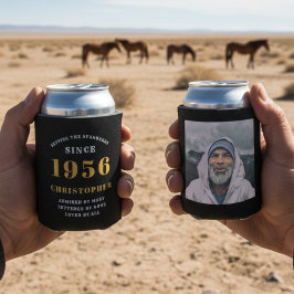 Enfriador De Latas 70.º cumpleaños Oro Negro con foto