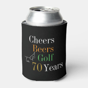 Enfriador De Latas 70 Años de Golf Saludos Cerveza Fiesta Oro Negro