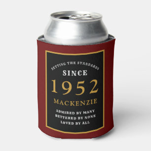 Enfriador De Latas 70 cumpleaños 1952 Nombre elegante Oro negro rojo