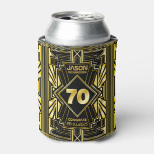 Enfriador De Latas 70 cumpleaños Art Deco Oro Gran Gatsby Negro