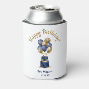 Enfriador De Latas 75.ª tarta de globo azul de la marina de cumpleaño