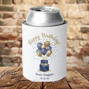 Enfriador De Latas 75.ª tarta de globo azul de la marina de cumpleaño