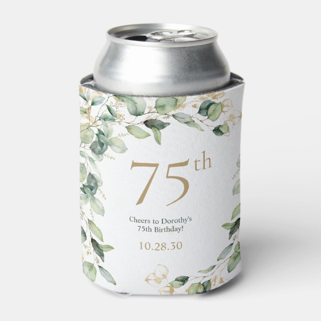Enfriador De Latas 75.º cumpleaños Eucalipto (Lata Anverso)