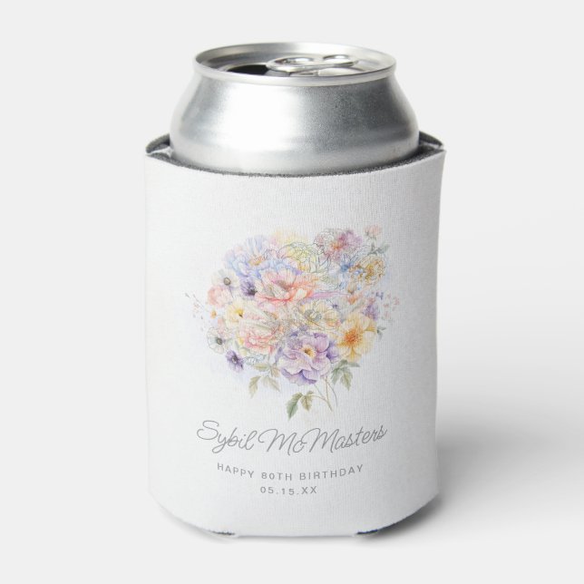 Enfriador De Latas 80.ª fiesta de cumpleaños Personalizado de acuarel (Lata Anverso)