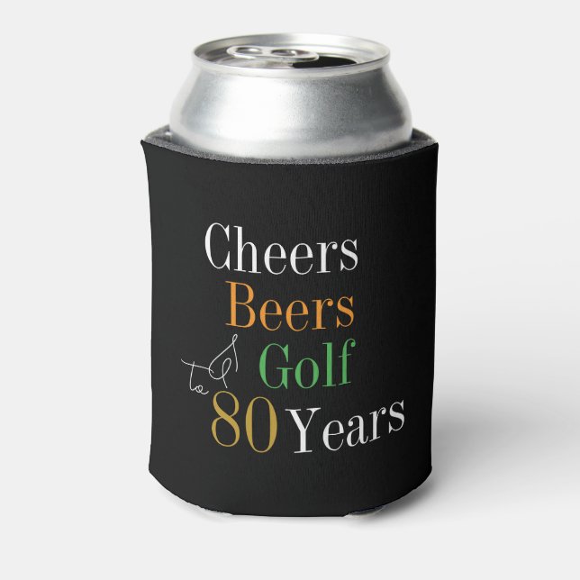 Enfriador De Latas 80.º cumpleaños Saludos Cervezas Golf Fiesta de Or (Reverso de la lata)