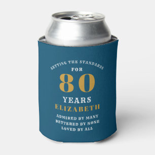 Enfriador De Latas 80.º Nacimiento Azul Y Oro Añadir Su Nombre