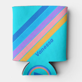 Enfriador De Latas 80s Neon Ocean Sky Stripes with Name