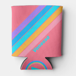 Enfriador De Latas 80s Neon Sunrise Stripes with Name