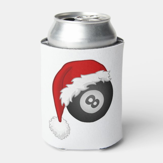 Enfriador De Latas 8 Ball Santa hat Funny navidades billar snooker (Lata Anverso)