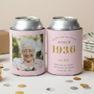 Enfriador De Latas 90.º nombre de cumpleaños 1935 Moda foto gris rosa