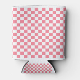 Enfriador De Latas A cuadros negro y blanco rosado
