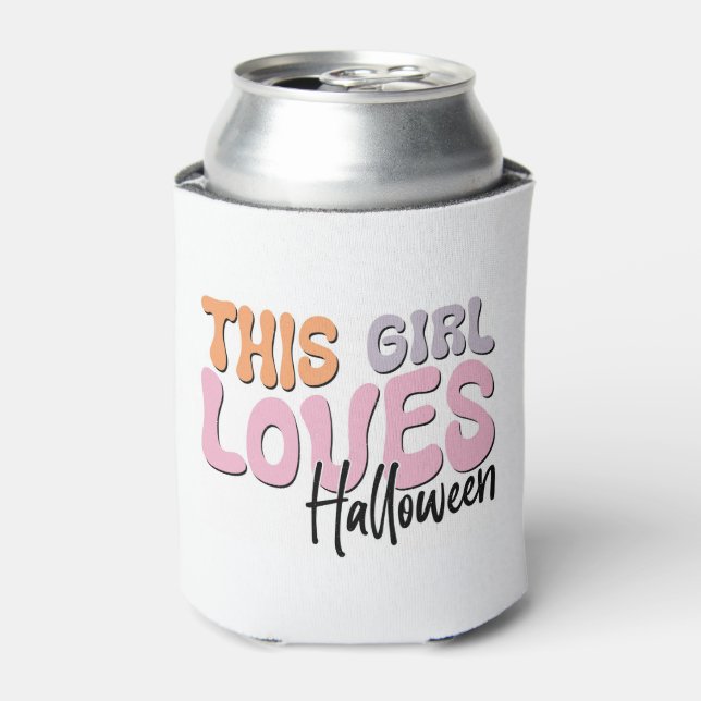 Enfriador De Latas A este Chica le encanta Halloween (Lata Anverso)