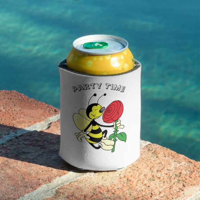 Enfriador De Latas Abeja de avispón negra y amarilla con ros rojos (Piscina in situ)