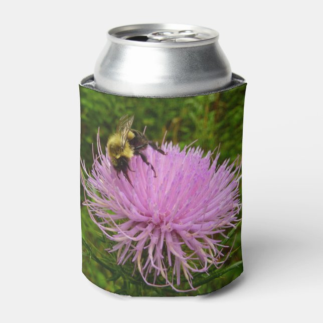 Enfriador De Latas Abeja en Flor de Cardo Naturaleza (Lata Anverso)